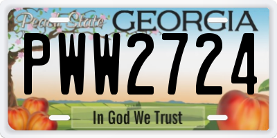 GA license plate PWW2724