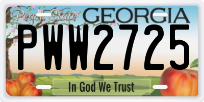 GA license plate PWW2725