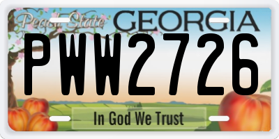 GA license plate PWW2726