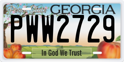 GA license plate PWW2729