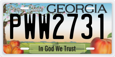 GA license plate PWW2731