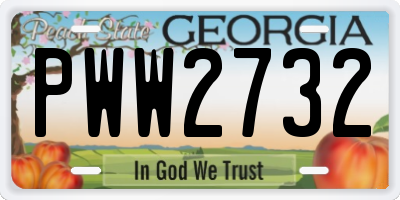 GA license plate PWW2732
