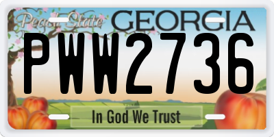 GA license plate PWW2736