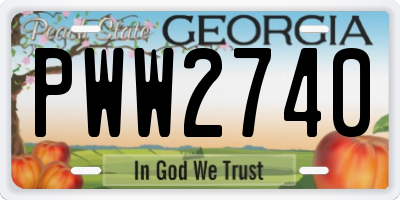 GA license plate PWW2740