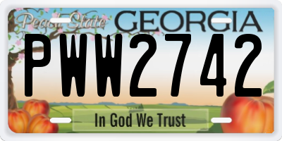 GA license plate PWW2742