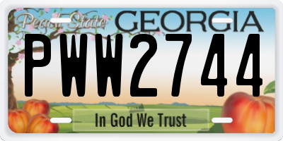 GA license plate PWW2744