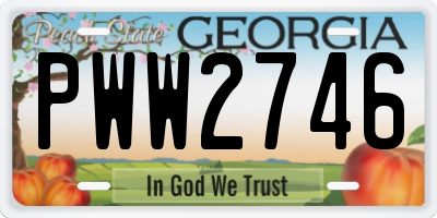 GA license plate PWW2746