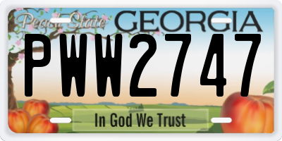 GA license plate PWW2747