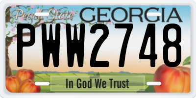 GA license plate PWW2748