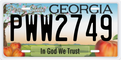 GA license plate PWW2749