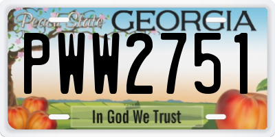 GA license plate PWW2751