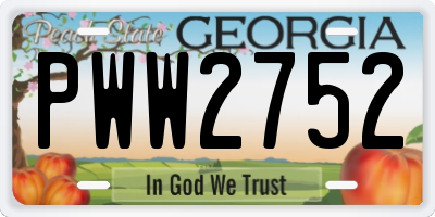 GA license plate PWW2752