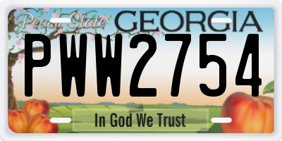 GA license plate PWW2754