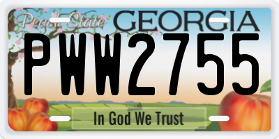 GA license plate PWW2755