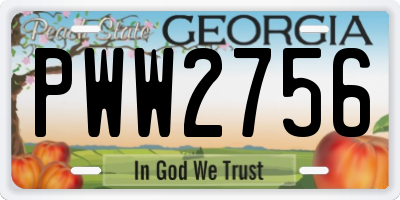 GA license plate PWW2756