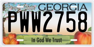 GA license plate PWW2758