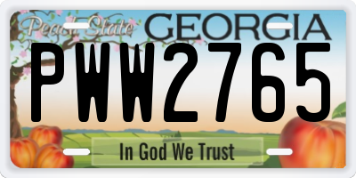 GA license plate PWW2765