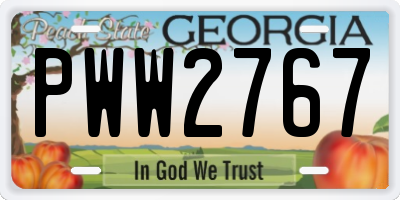 GA license plate PWW2767