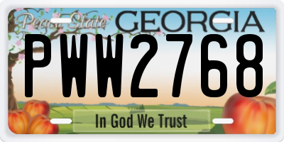 GA license plate PWW2768