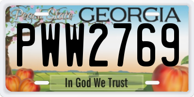 GA license plate PWW2769