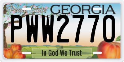 GA license plate PWW2770