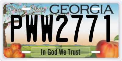 GA license plate PWW2771