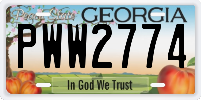 GA license plate PWW2774