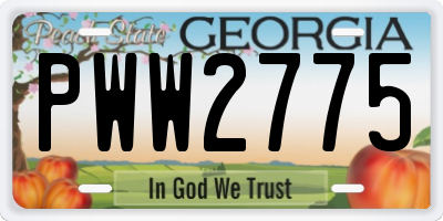 GA license plate PWW2775