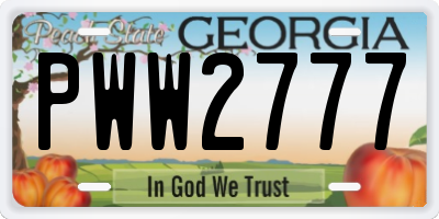 GA license plate PWW2777