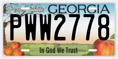 GA license plate PWW2778
