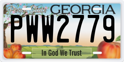 GA license plate PWW2779
