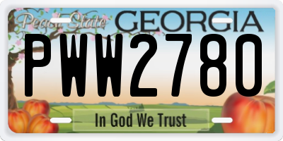 GA license plate PWW2780