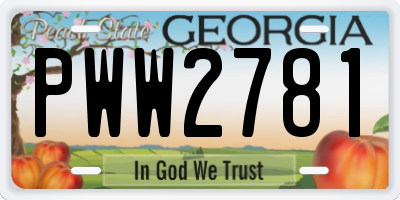 GA license plate PWW2781