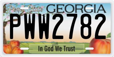 GA license plate PWW2782