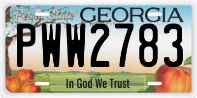 GA license plate PWW2783