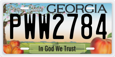 GA license plate PWW2784