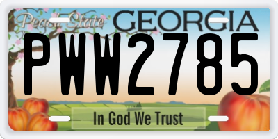 GA license plate PWW2785