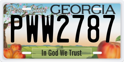 GA license plate PWW2787