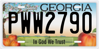 GA license plate PWW2790