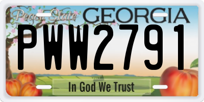 GA license plate PWW2791