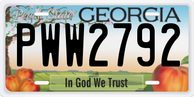 GA license plate PWW2792