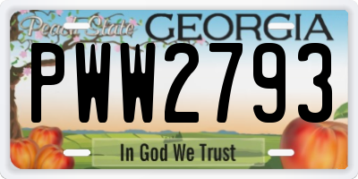 GA license plate PWW2793