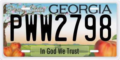 GA license plate PWW2798