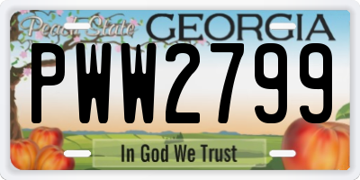 GA license plate PWW2799