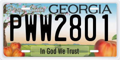 GA license plate PWW2801