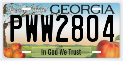 GA license plate PWW2804