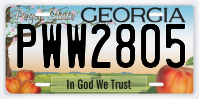 GA license plate PWW2805