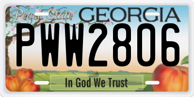 GA license plate PWW2806