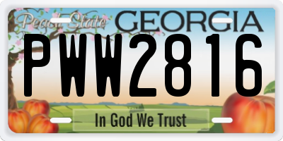 GA license plate PWW2816