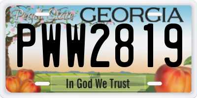 GA license plate PWW2819